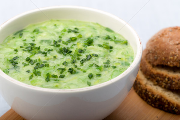 Stock foto: Lauch · Suppe · frischen · Schnittlauch · Chili · geschnitten