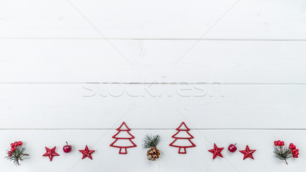 Christmas dekoracje czerwony drewna śniegu Zdjęcia stock © Moradoheath