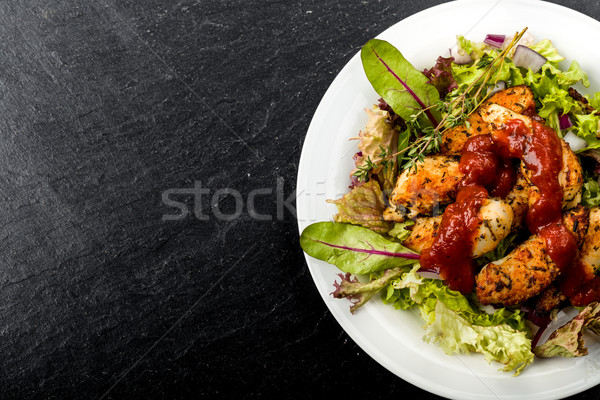 Petto di pollo insalata fresche pomodoro mangiare barbecue Foto d'archivio © Moradoheath