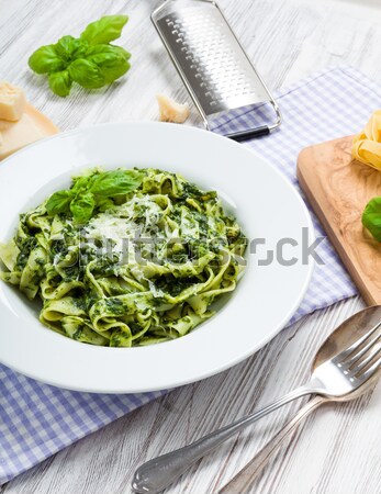 Espinacas parmesano frescos albahaca cena pasta Foto stock © Moradoheath