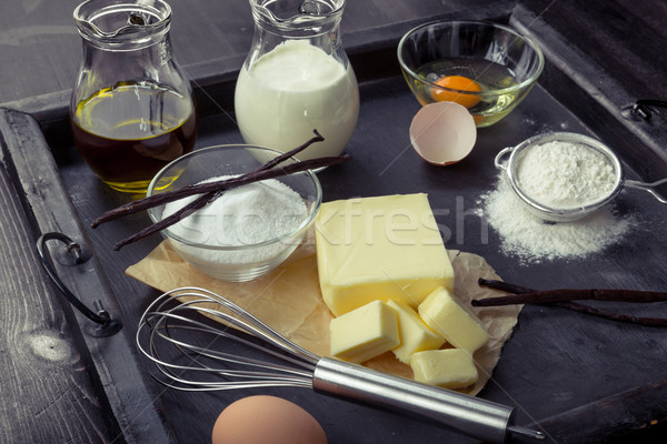 Ingrediënten eieren meel suiker boter Stockfoto © Moradoheath