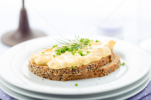 卵 サラダ 新鮮な チャイブ ベーコン 全粒粉パン ストックフォト © Moradoheath