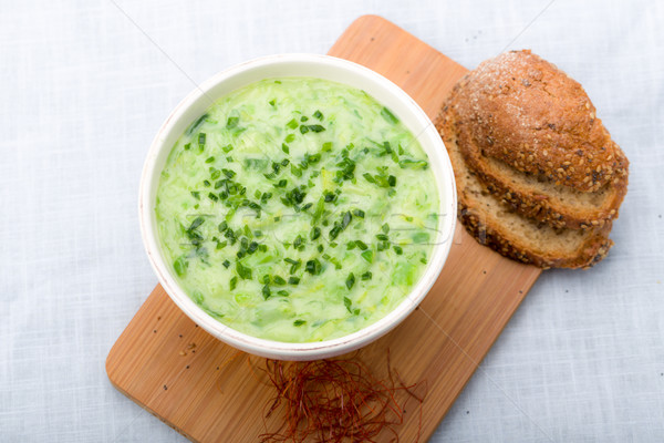 Lauch Suppe frischen Schnittlauch Chili geschnitten Stock foto © Moradoheath