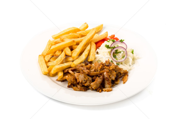 Kebab plaque frites françaises fraîches frites [[stock_photo]] © Moradoheath