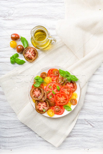 Stockfoto: Kleurrijk · tomaat · salade · basilicum · groene · Geel