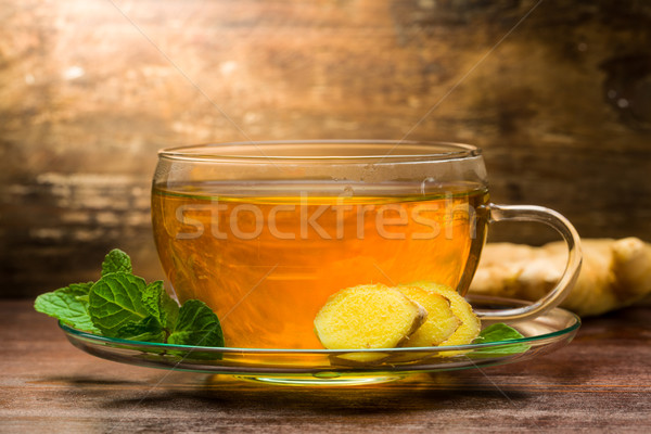 Imbir herbaty mięty zielone cytryny Zdjęcia stock © Moradoheath