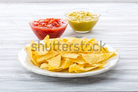 Foto stock: Tortilla · chips · salsa · maíz · comer · vegetales