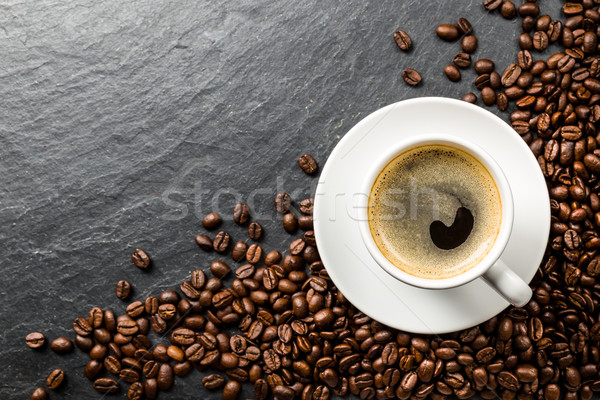 Coffee and beans on slate Stock photo © Moradoheath