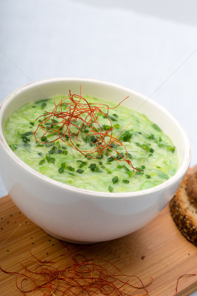 Stock foto: Lauch · Suppe · frischen · Schnittlauch · Chili · geschnitten