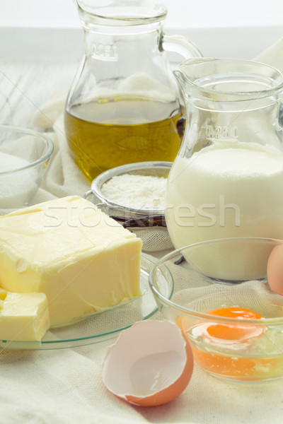 Zutaten Eier Mehl Zucker Butter Stock foto © Moradoheath