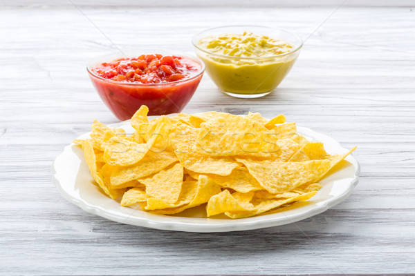 Foto stock: Tortilla · chips · salsa · maíz · comer · vegetales