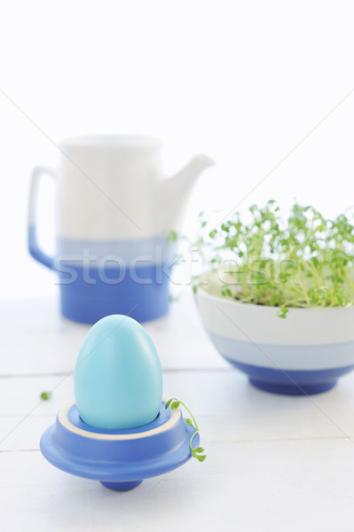 Breakfast with the Easter egg and cress Stock photo © Moravska