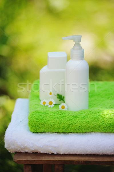 Spa setting, treatment with camomile flowers Stock photo © Moravska