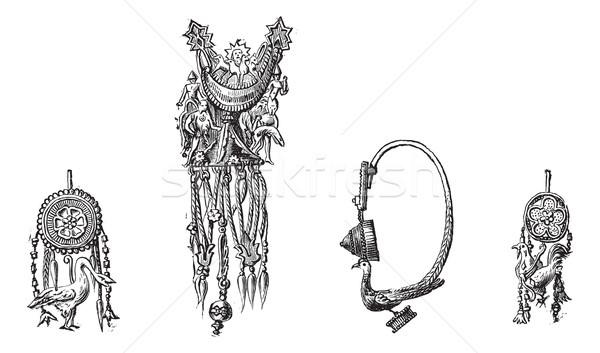 [[stock_photo]]: Grec · boucles · d'oreilles · vintage · gravure · vieux · gravé