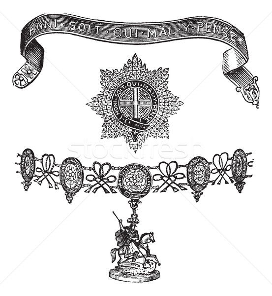 Insignia of the Order of the Garter vintage engraving Stock photo © Morphart