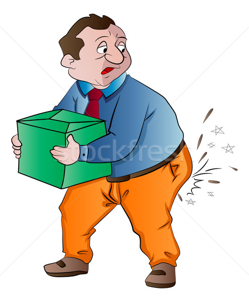 Man Experiencing Butt Pain After Lifting a Box, illustration Stock photo © Morphart