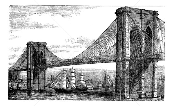 Illustration of Brooklyn Bridge and East River, New York, United Stock photo © Morphart