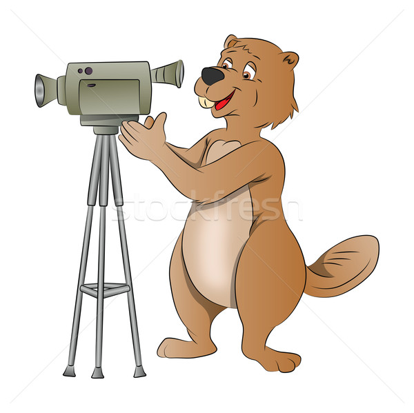 Beaver Using a Video Camera, illustration Stock photo © Morphart