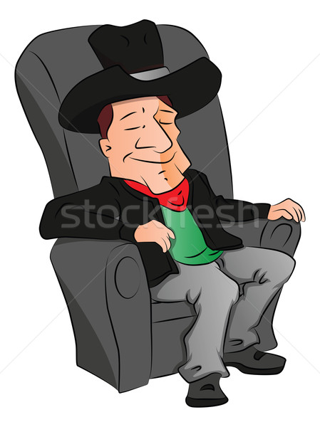 Vector of cowboy sleeping on armchair. Stock photo © Morphart