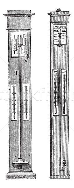 Barometer bowl and siphon barometer vintage engraving Stock photo © Morphart