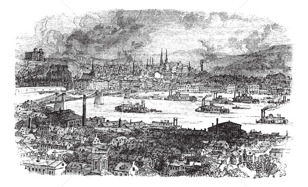 City of Pittsburgh. vintage engraving. Stock photo © Morphart