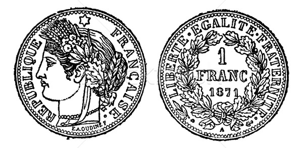 Piece of silver 1 franc, vintage engraving Stock photo © Morphart