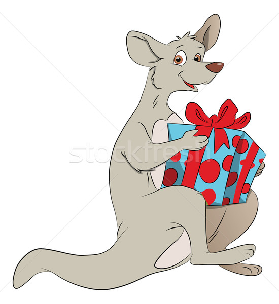 Vector of kangaroo holding a giftbox. Stock photo © Morphart