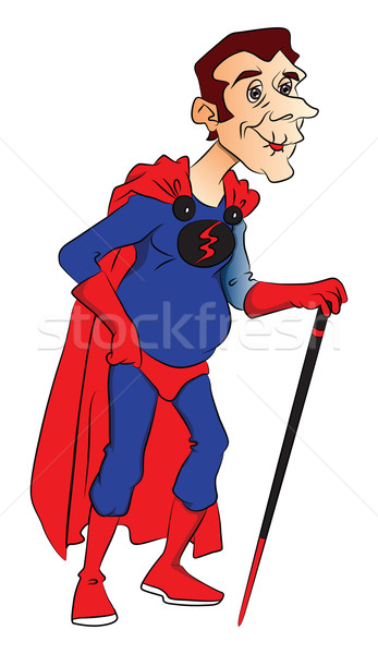 Stock photo: Vector of superhero with stick.