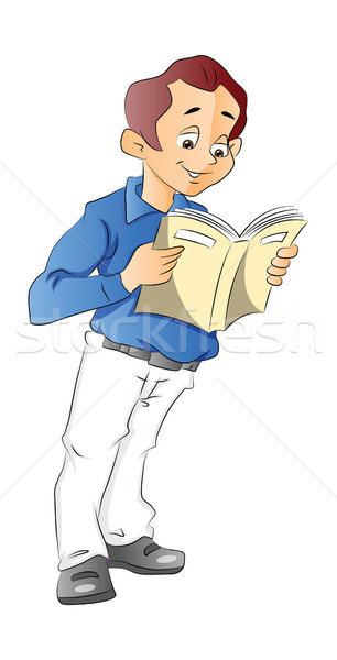 Stock photo: Man Reading a Book, illustration