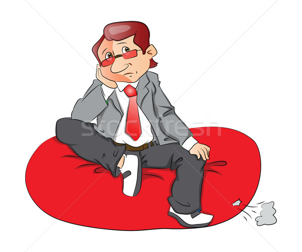 Vector of a thoughtful businessman sitting on bean bag. Stock photo © Morphart
