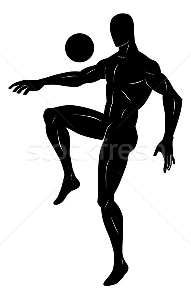 Fotbal ilustrare negru siluetă om jonglerie Imagine de stoc © Morphart