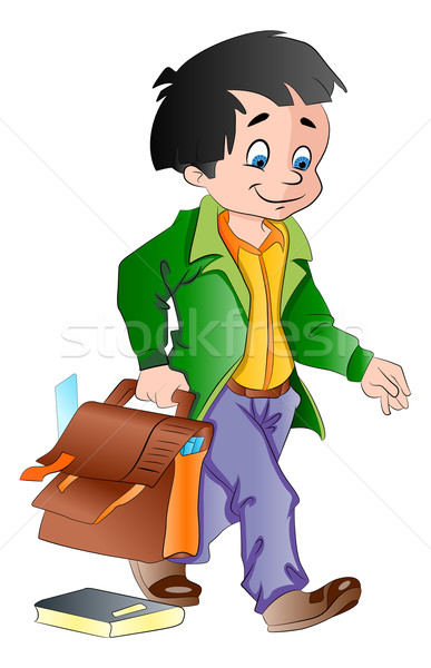 Boy with a School Bag, illustration Stock photo © Morphart
