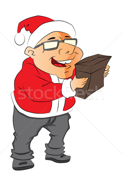 Vector of man wearing santa hat and holding a pouch. Stock photo © Morphart