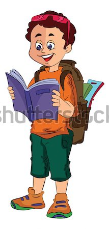 Vector of female student carrying a book and bag. Stock photo © Morphart
