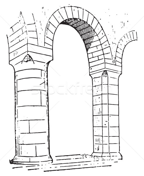 Pillar of Church of lons-le-Saunier, vintage engraving. Stock photo © Morphart