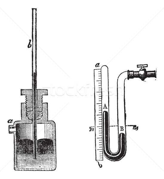 Manometer vintage engraving Stock photo © Morphart