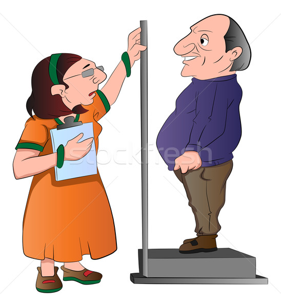 Lady Measuring a Man's Height, illustration Stock photo © Morphart