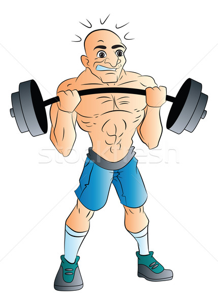 Stock photo: Male Weightlifter, illustration