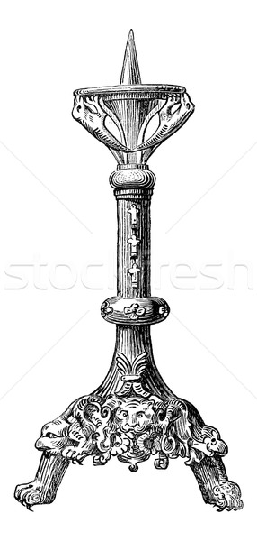 Church Candleholder, vintage engraving Stock photo © Morphart