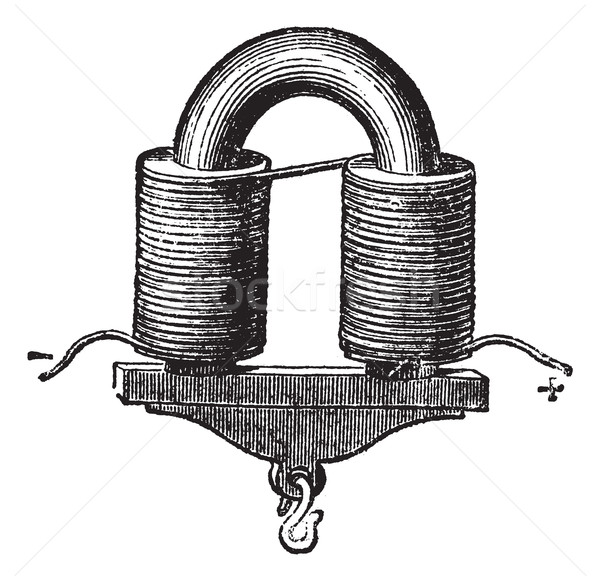 U-shaped Electromagnet, vintage engraved illustration Stock photo © Morphart
