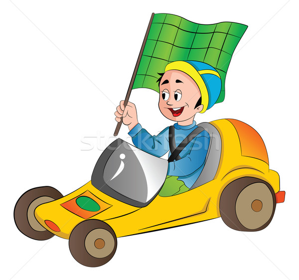 Boy in a Go Kart, illustration Stock photo © Morphart