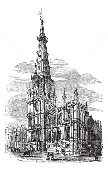 The Town Hall, Halifax, West Yorkshire vintage engraving Stock photo © Morphart