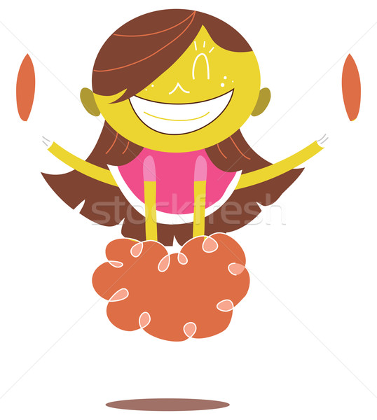 Jeunes jaune cheerleader sautant illustration [[stock_photo]] © Morphart