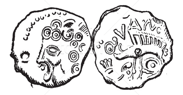 Ancient Celtic Coin of Tullum Leucorum, vintage engraving Stock photo © Morphart