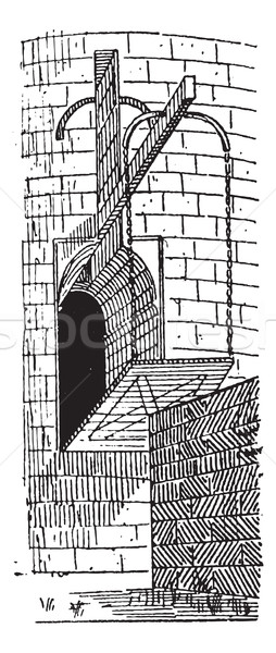 Drawbridge, vintage engraving. Stock photo © Morphart