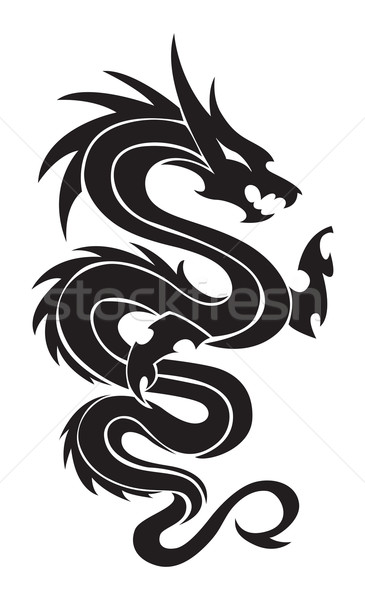 Drachen Tattoo Jahrgang Gravur Design graviert Stock foto © Morphart