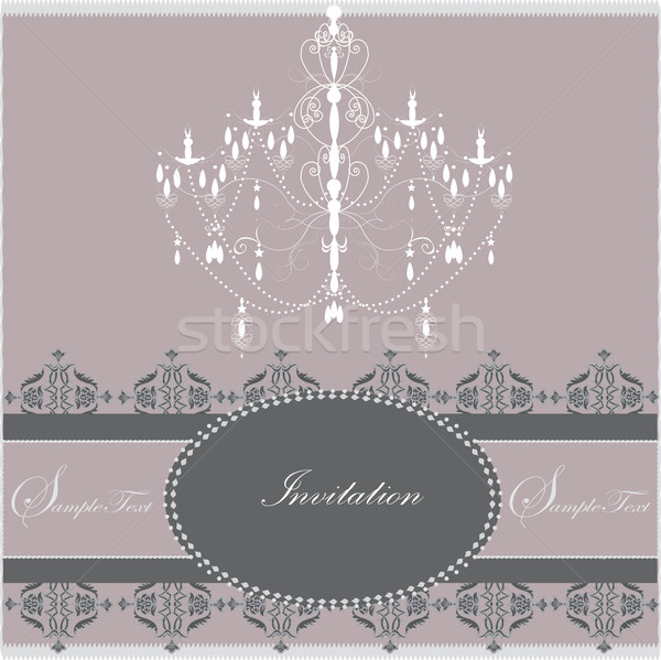 Vintage invitation card with ornate design and chandelier Stock photo © Morphart