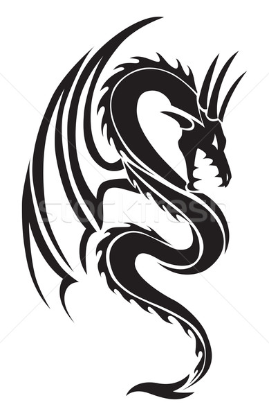 Unter Drachen Tattoo Jahrgang Gravur Design Stock foto © Morphart