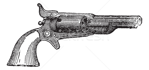 左輪手槍 復古 雕刻 老 刻 插圖 商業照片 © Morphart