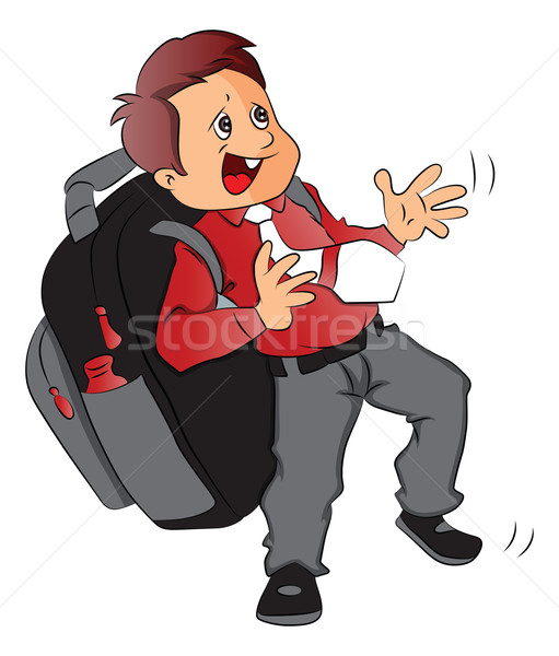 Vector of schoolboy with heavy and oversized schoolbag. Stock photo © Morphart